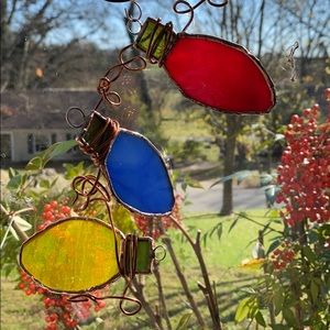 Set of 3 Handmade Stained BY ME Glass Ornaments